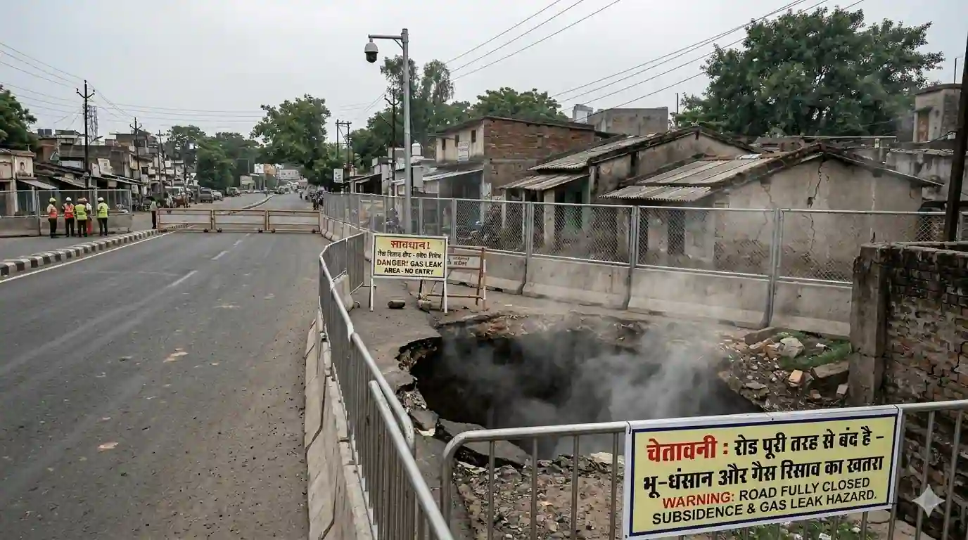 धनबाद-बोकारो मुख्य मार्ग पर मौत का साया: नया धौड़ा कॉलोनी में भू-धंसान और गैस रिसाव से दहशत